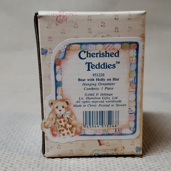 Cherished Teddies, bear with Holly on hat - Picture 3 of 5